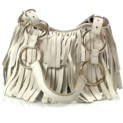 Saint Laurent Suede Boheme Fringe Hobo Ivory 1 of 10