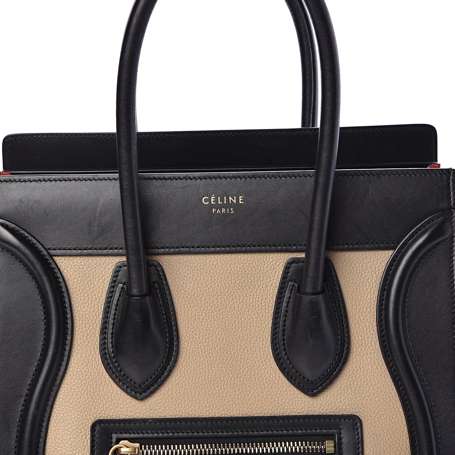 Celine Drummed Calfskin Nubuck Tri-color Micro Luggage Natural 7 of 9