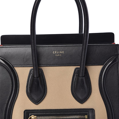 Celine Drummed Calfskin Nubuck Tri-color Micro Luggage Natural 7 of 9