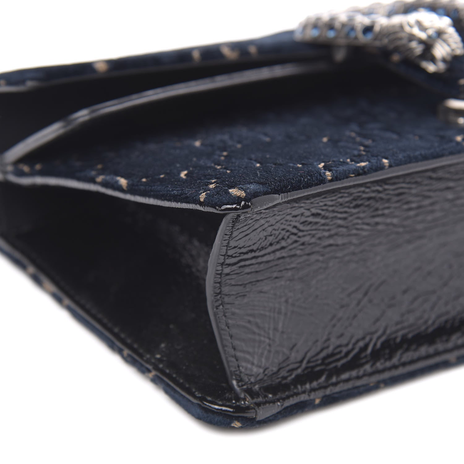 Gucci Velvet Skipper Crystal GG Monogram Small Dionysus Shoulder Bag Blue Beige Black 10 of 14
