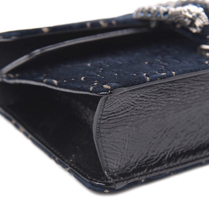 Gucci Velvet Skipper Crystal GG Monogram Small Dionysus Shoulder Bag Blue Beige Black 10 of 14