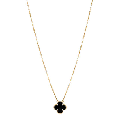Van Cleef & Arpels 18K Yellow Gold Black Onyx Vintage Alhambra Pendant Necklace 1 of 6