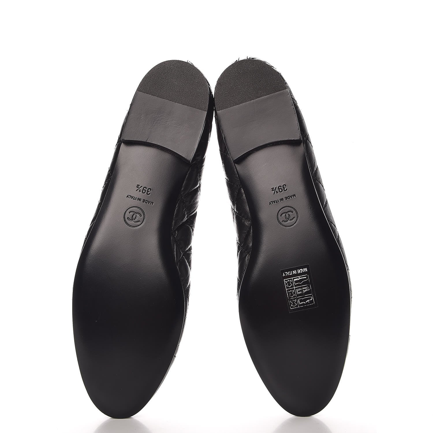 Chanel Aged Calfskin Quilted CC Cap Toe Ballerina Flats 39.5 Black 5 of 9