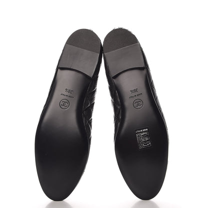 Chanel Aged Calfskin Quilted CC Cap Toe Ballerina Flats 39.5 Black 5 of 9