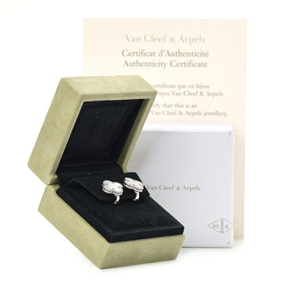 Van Cleef & Arpels 18K White Gold Mother of Pearl Vintage Alhambra Earrings 6 of 6
