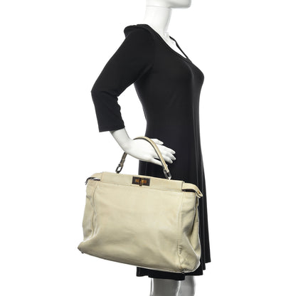Fendi Goatskin Stingray Large Peekaboo Iconic Satchel White Pink 2 of 35