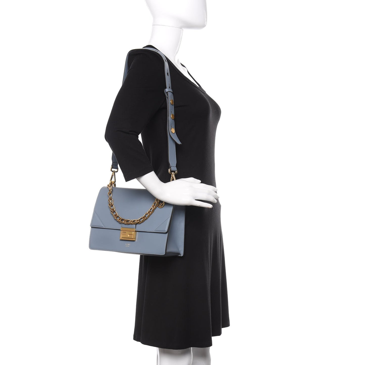 Vitello Grace Matte F is Fendi Kan U Shoulder Bag Azzurro Merlino