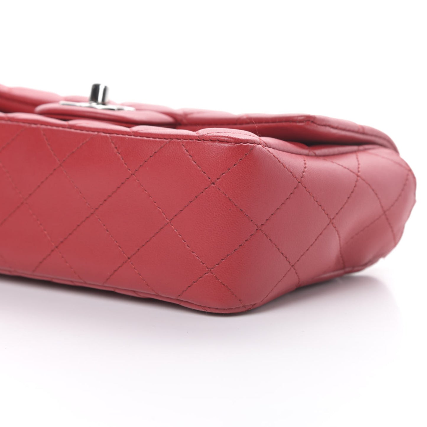 Lambskin Quilted Mini Rectangular Flap Red