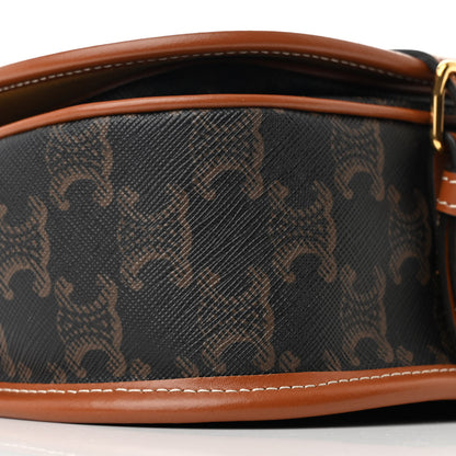 Celine Triomphe Canvas Medium Folco Bag Tan 9 of 10