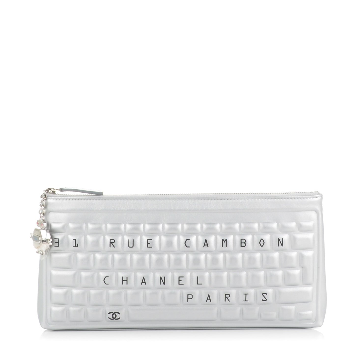 Metallic Calfskin Keyboard Pouch Silver