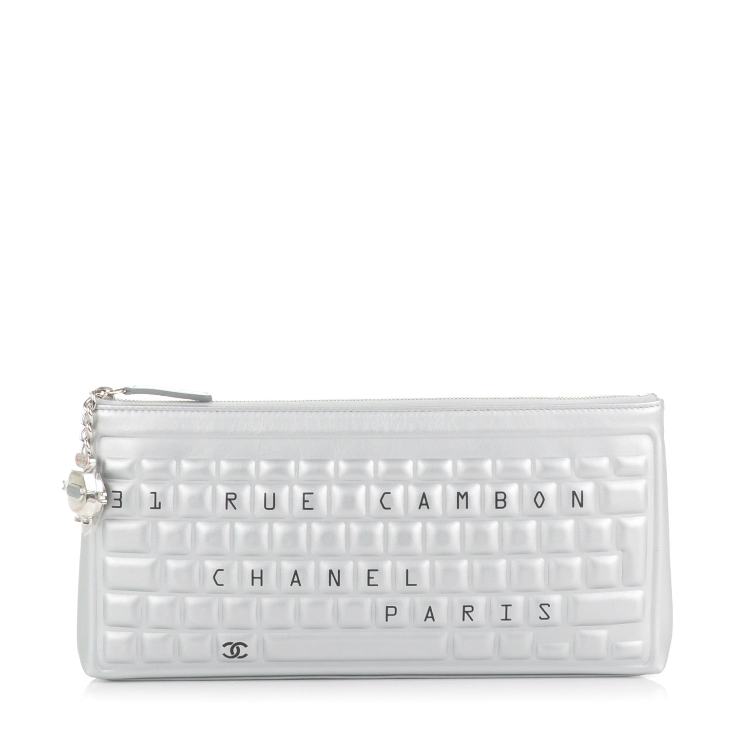 Chanel Metallic Calfskin Keyboard Pouch Silver 1 of 8
