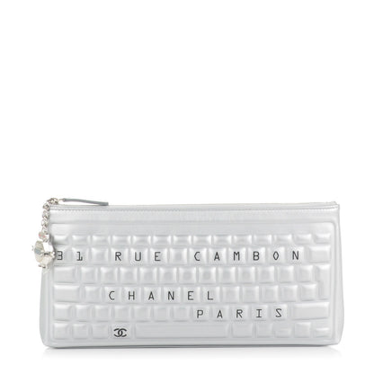 Chanel Metallic Calfskin Keyboard Pouch Silver 1 of 8