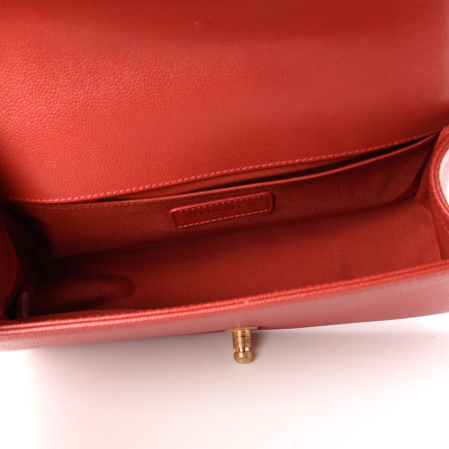 Chanel Caviar Chevron Quilted Medium Boy Flap Red 5 of 10