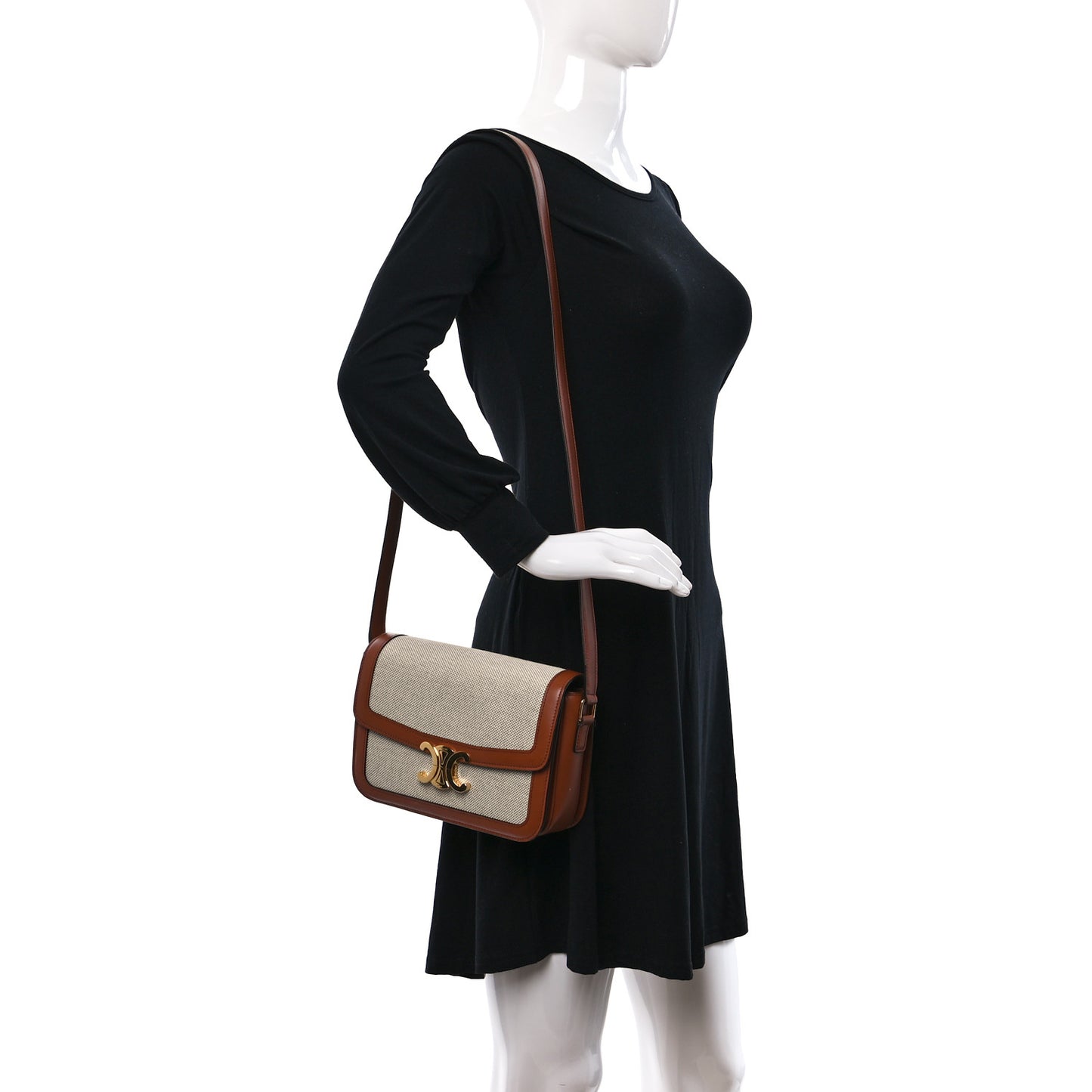 Textile Calfskin Classique Triomphe Bag Natural Tan