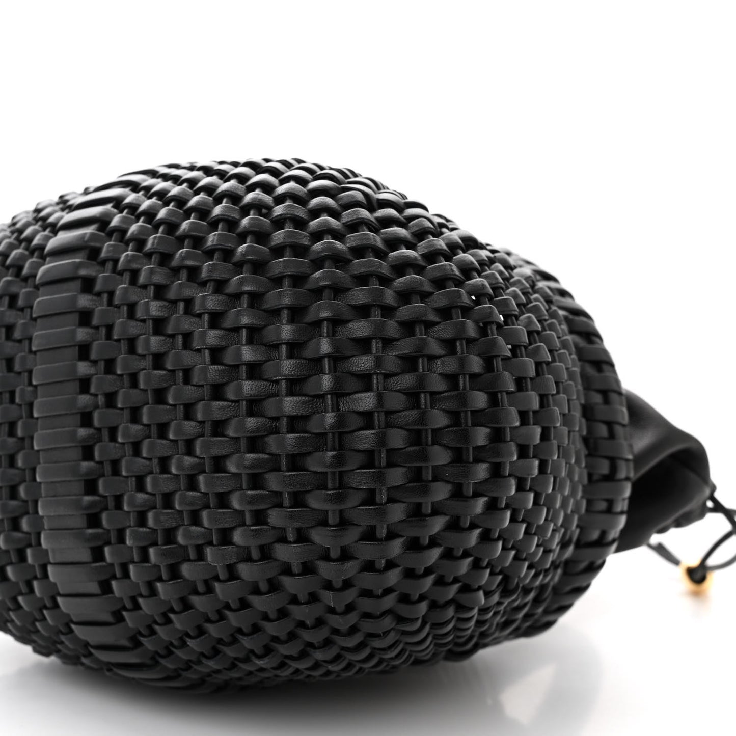 Calfskin Woven Mini Diamond Basket Bag Black