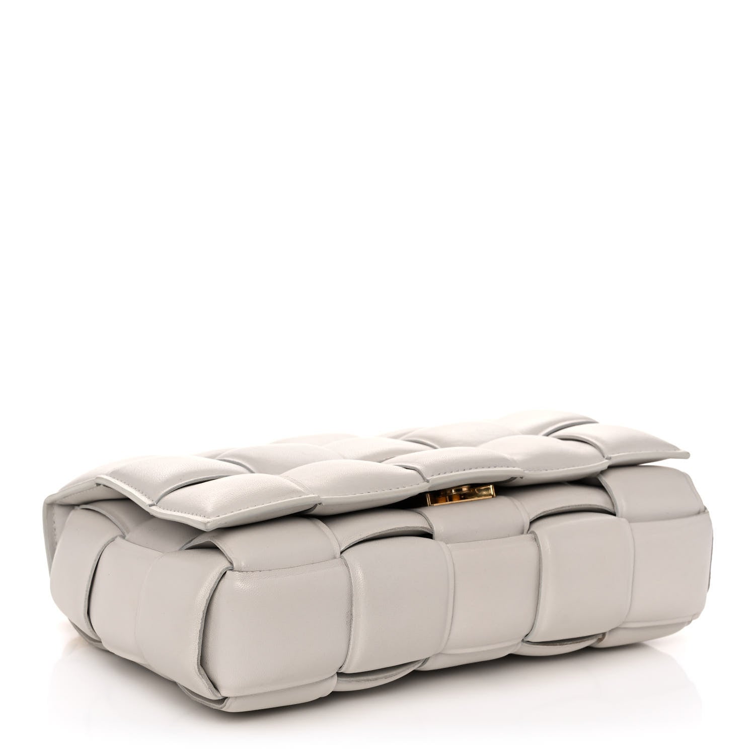 Bottega Veneta Lambskin Maxi Intreccio Padded Chain Cassette Crossbody Bag White 4 of 13