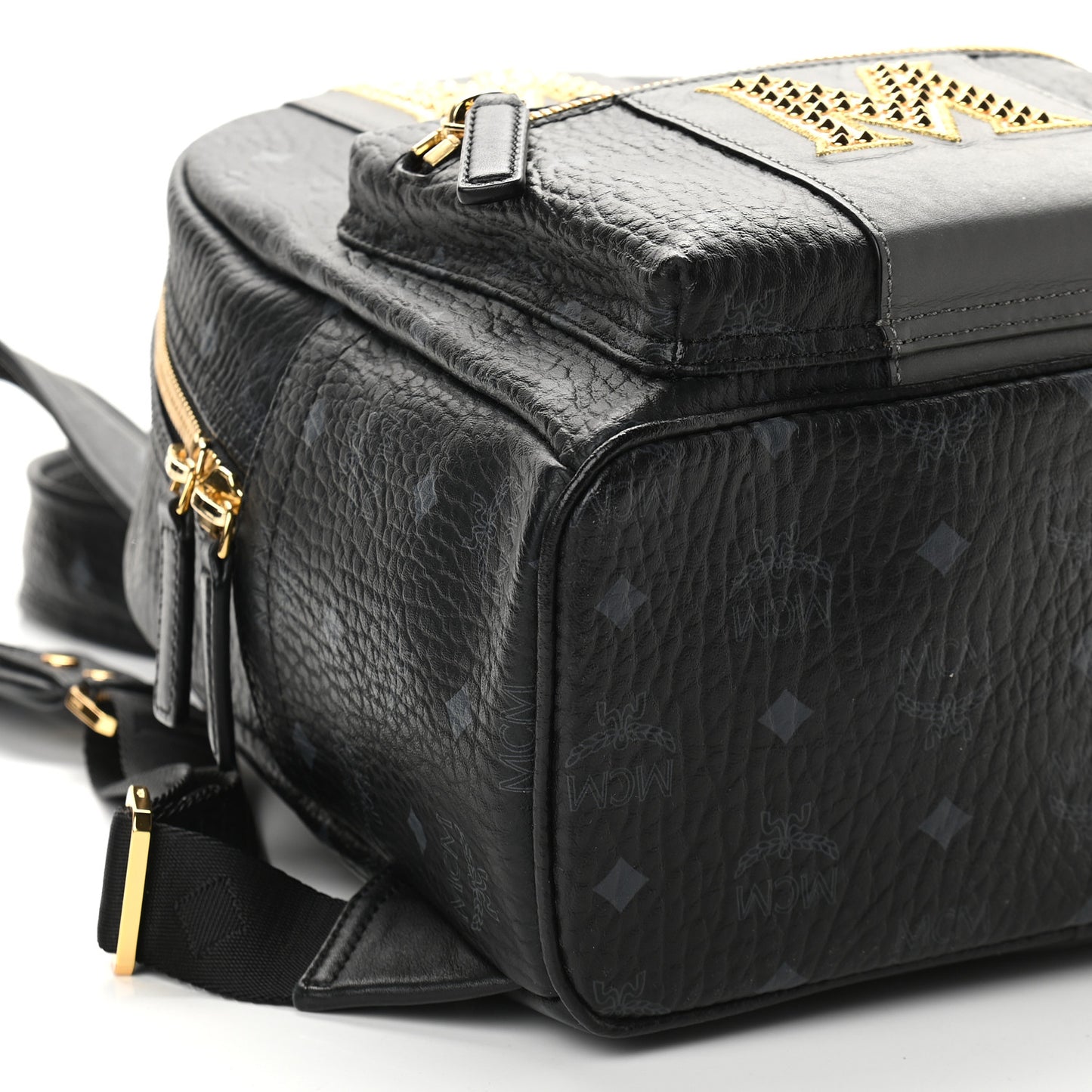 Visetos Studded Small Studded Logo Stripe Backpack Black