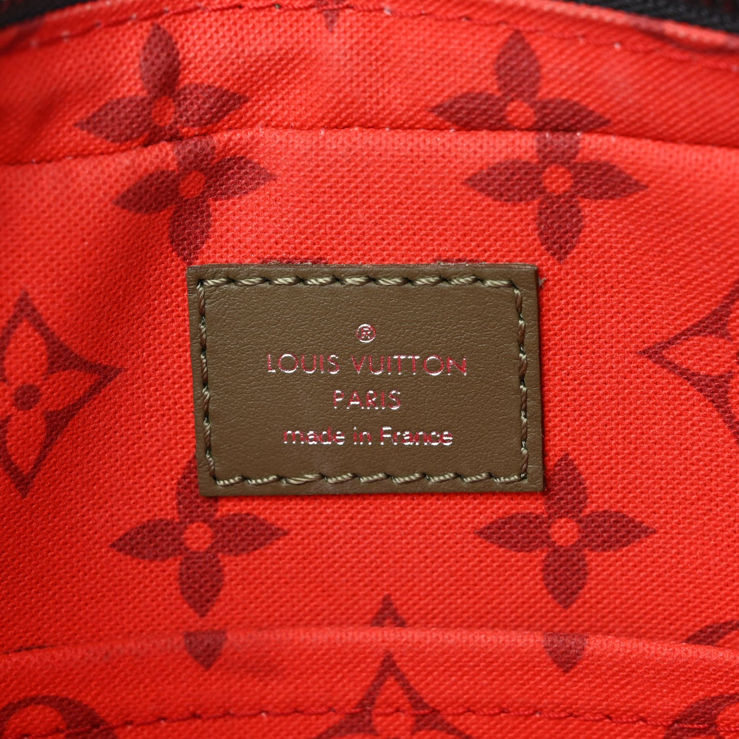 Monogram Trio Messenger Khaki Vermillion
