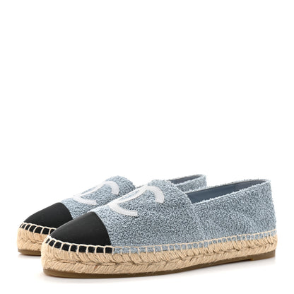 Chanel Fabric Grosgrain CC Espadrille 41 Blue Light Gray Black 4 of 11