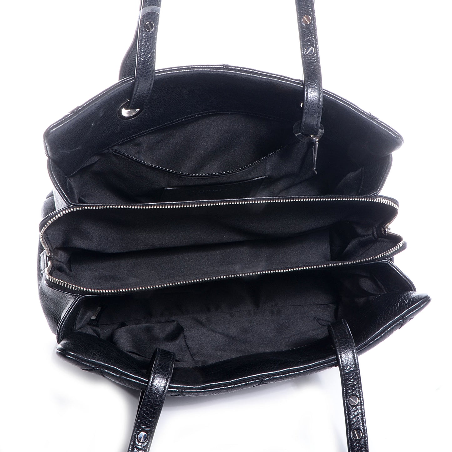 Glazed Calfskin Small On The Road Zip Tote Black
