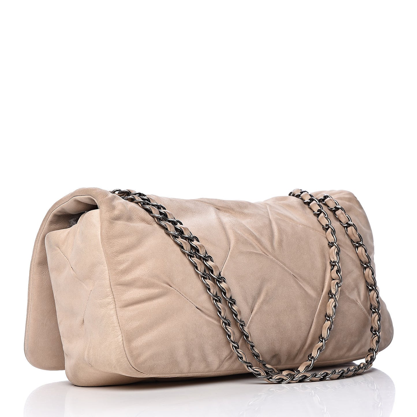 Iridescent Calfskin Glint Flap Beige