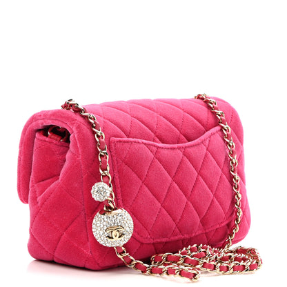 Chanel Velvet Quilted Mini Rectangular Pearl Crush Flap Fuchsia 4 of 10