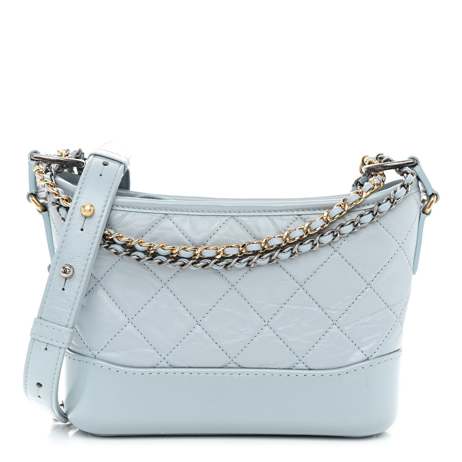 Chanel Aged Calfskin Quilted Small Gabrielle Hobo Light Blue 1 of 10
