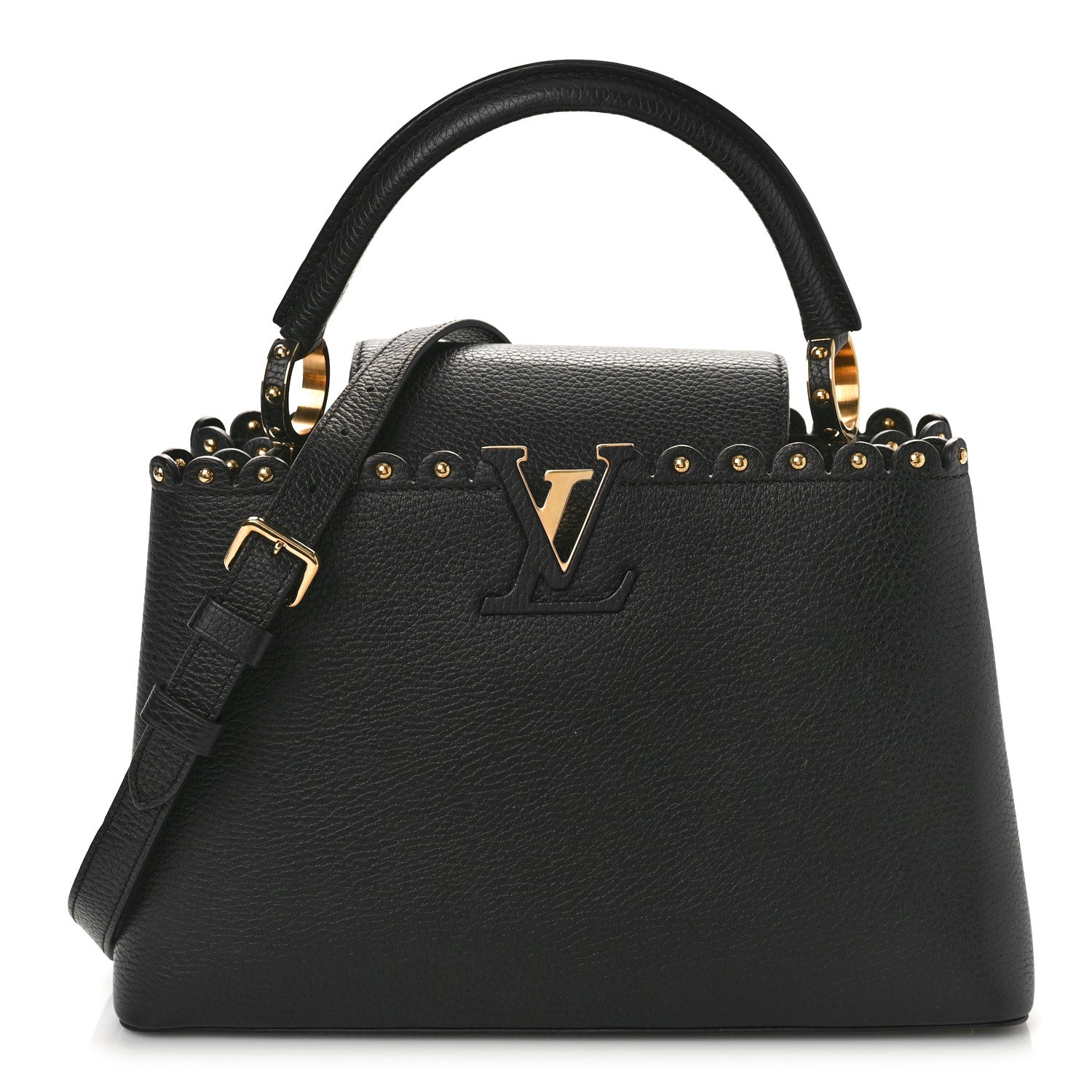 Louis Vuitton Taurillon Studded Capucines PM Black 1 of 8