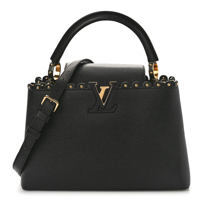 Louis Vuitton Taurillon Studded Capucines PM Black 1 of 8
