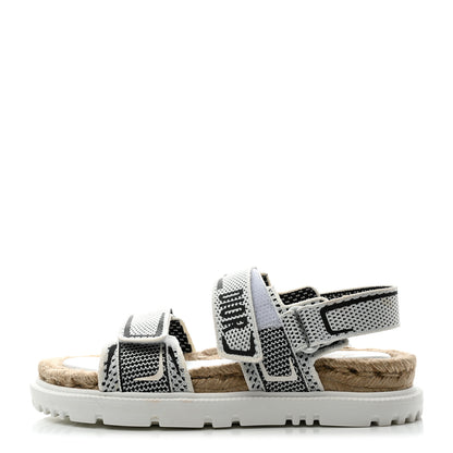 Christian Dior Technical Knit Jute Dioract 10mm Sandals 36 White Black 1 of 8