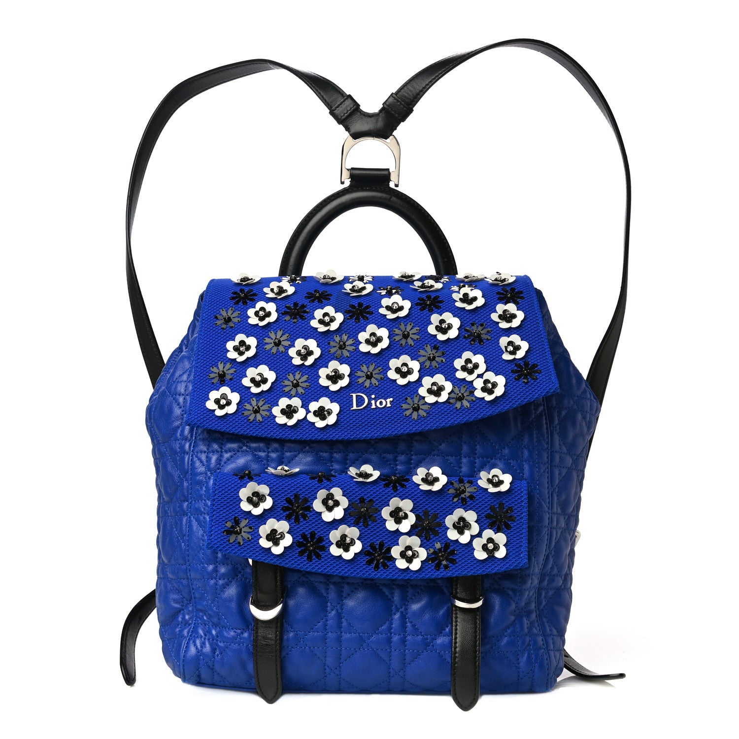 Christian Dior Lambskin Mesh Cannage Embroidered Large Stardust Backpack Blue 1 of 19