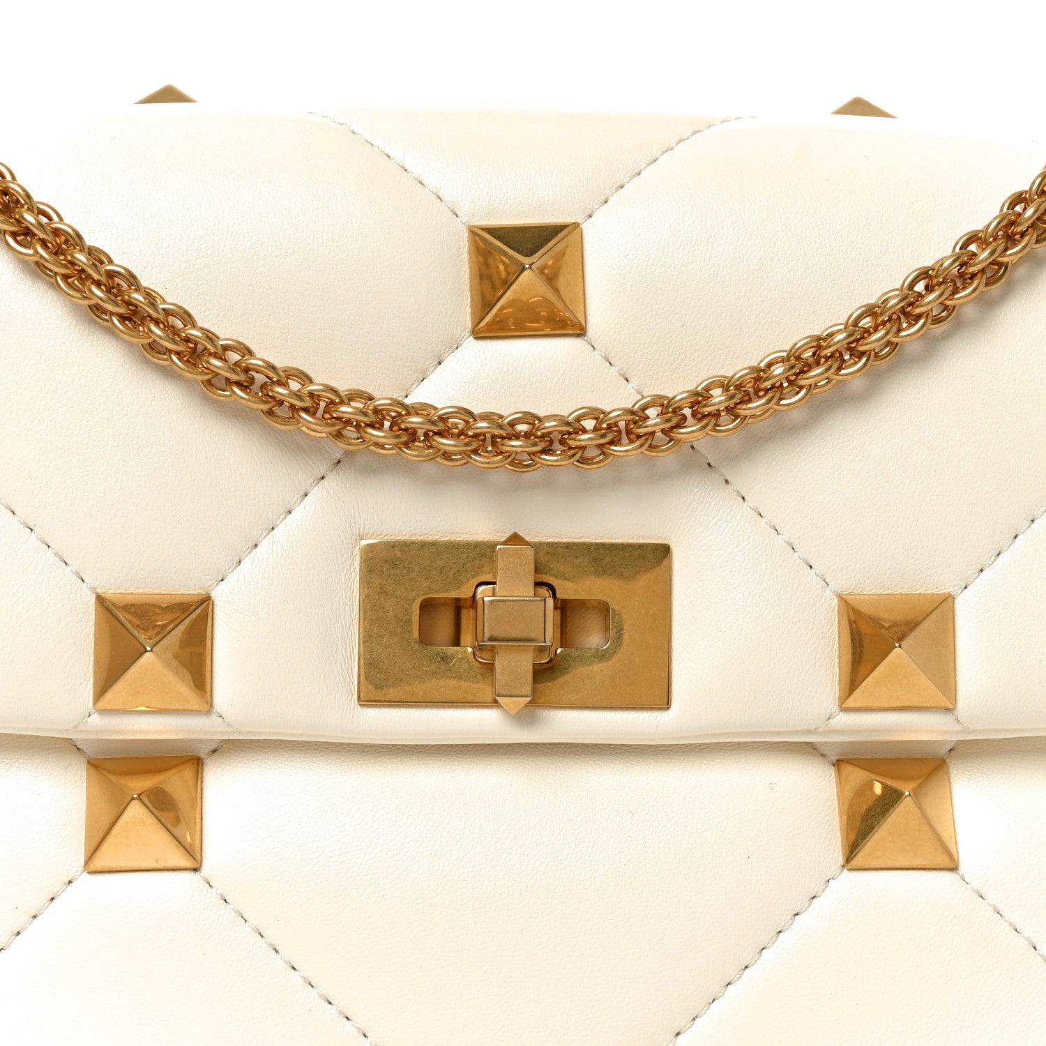 Valentino Garavani Nappa Large Roman Stud Shoulder Bag Ivory 7 of 9