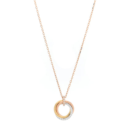 Cartier 18K Pink White Yellow Gold Diamond Small Trinity Half Paved Pendant Necklace 1 of 5