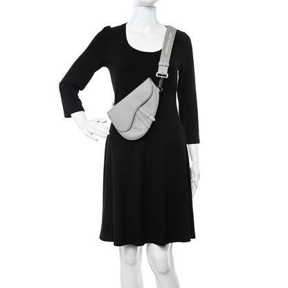 Christian Dior Grained Calfskin Mens Mini Saddle Bag Gray 2 of 12