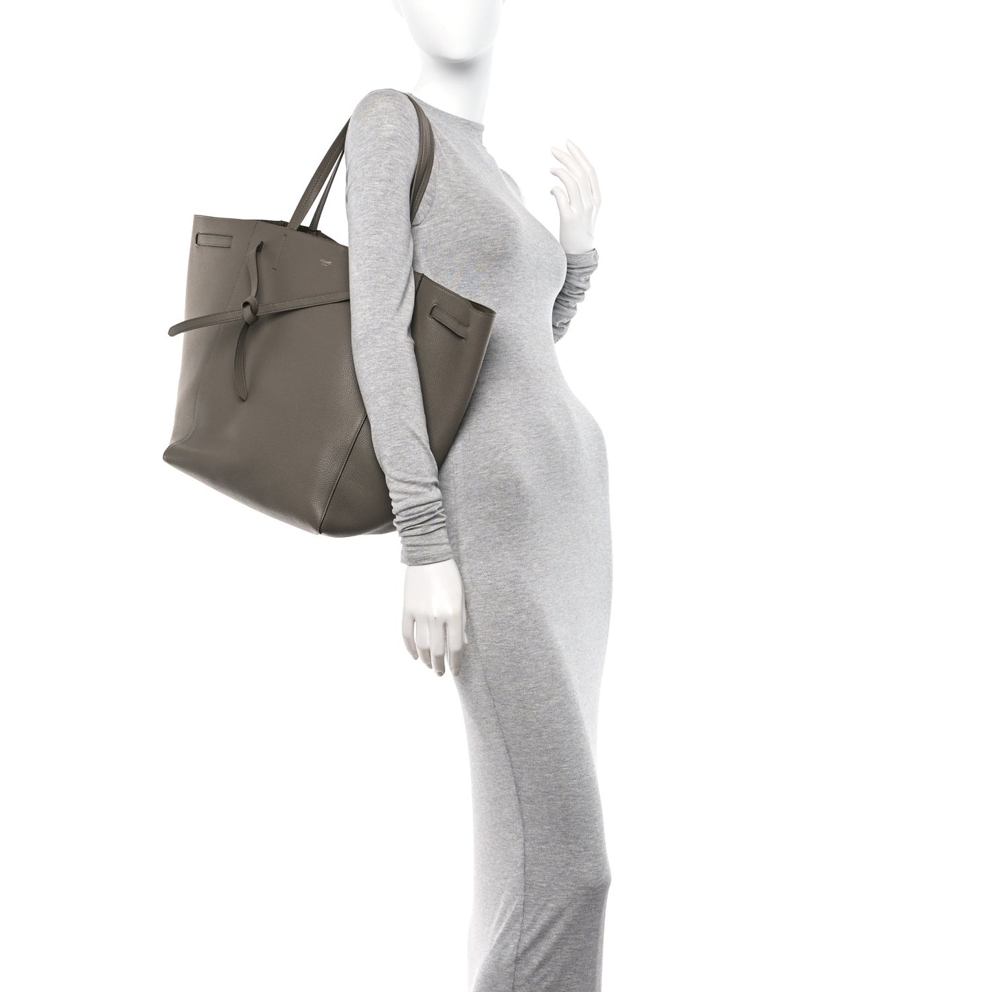 Soft Grained Calfskin Medium Belt Cabas Phantom Taupe