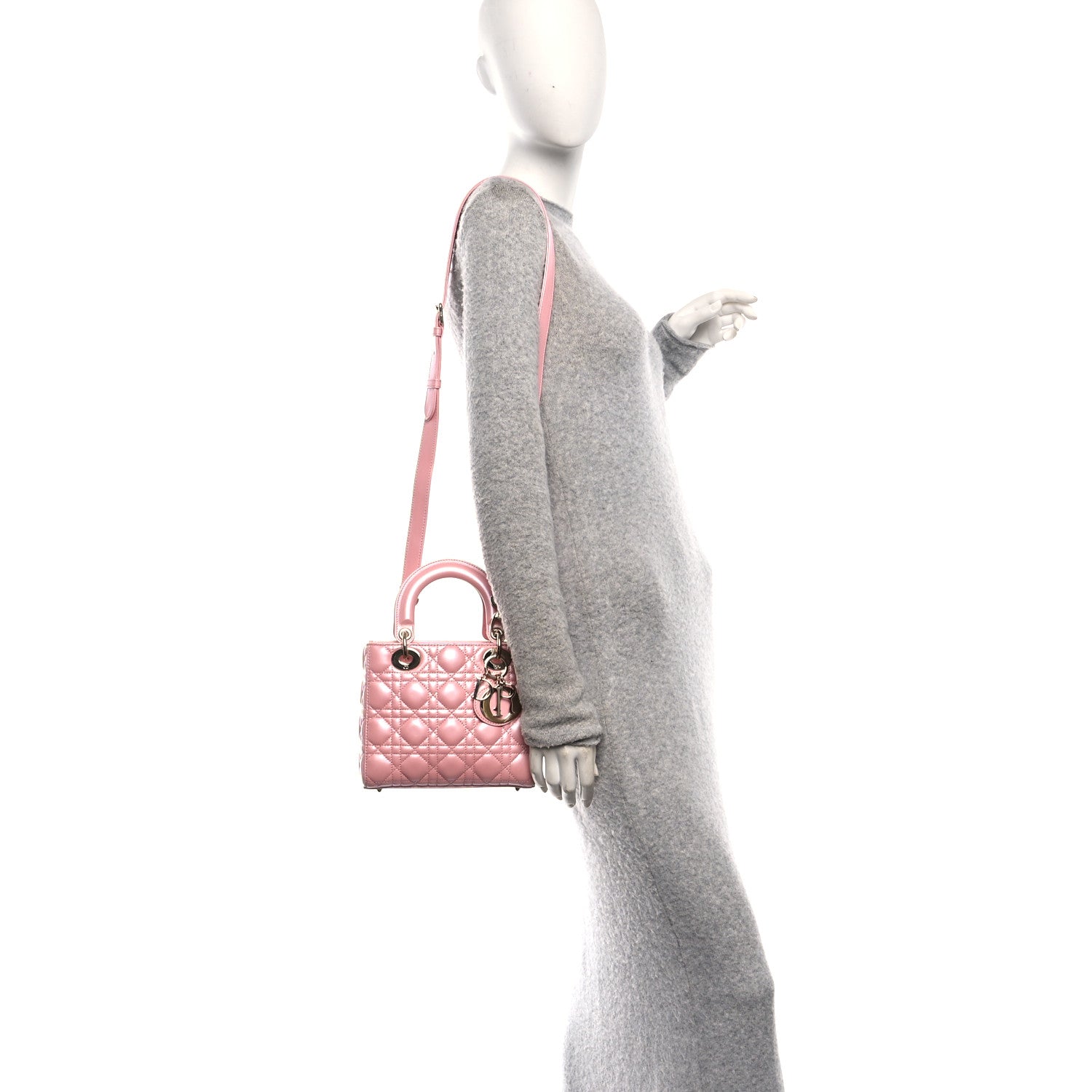 Christian Dior Metallic Lambskin Cannage Small Lady Dior Melacoton 2 of 10