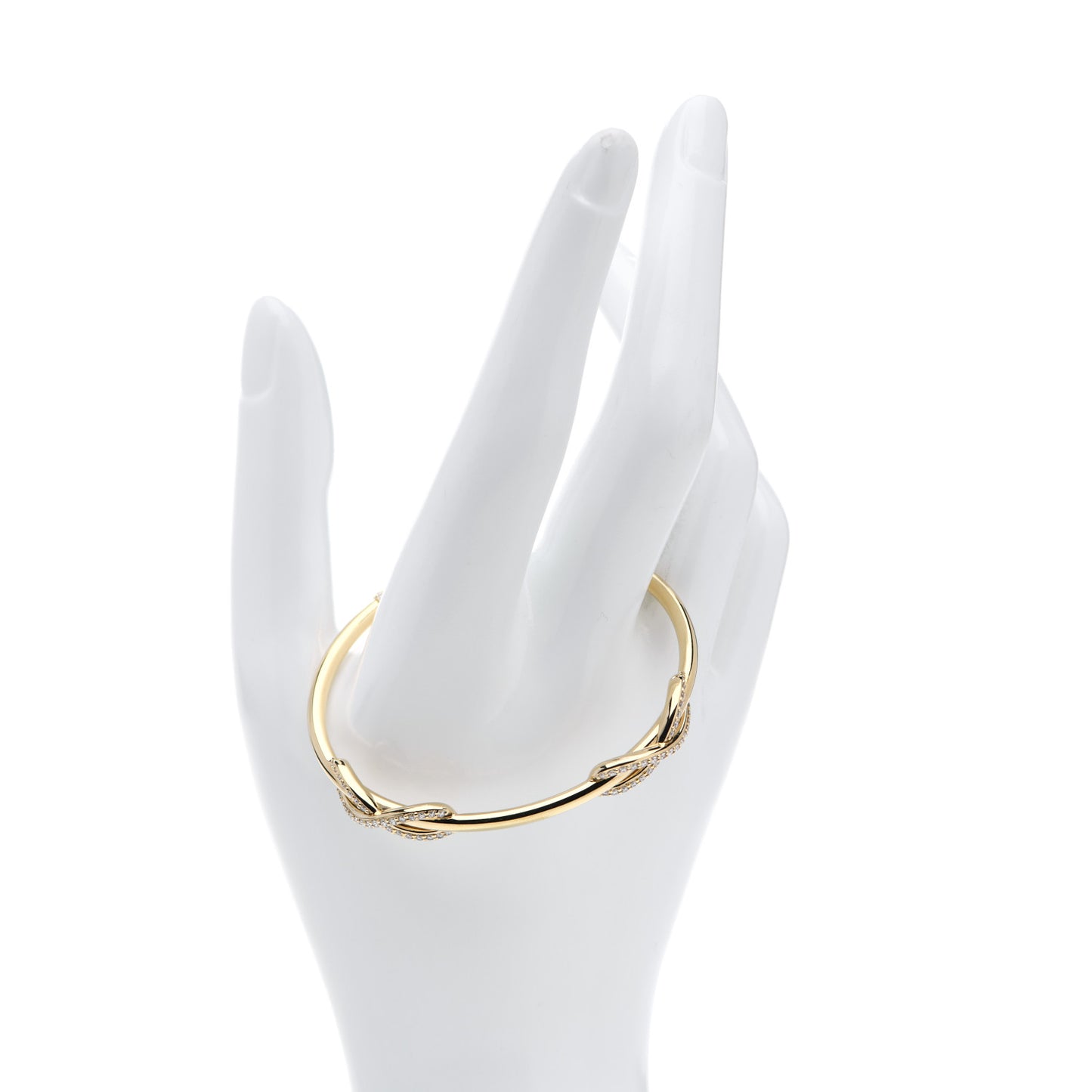 18K Yellow Gold Diamond Double Infinity Cuff Bracelet