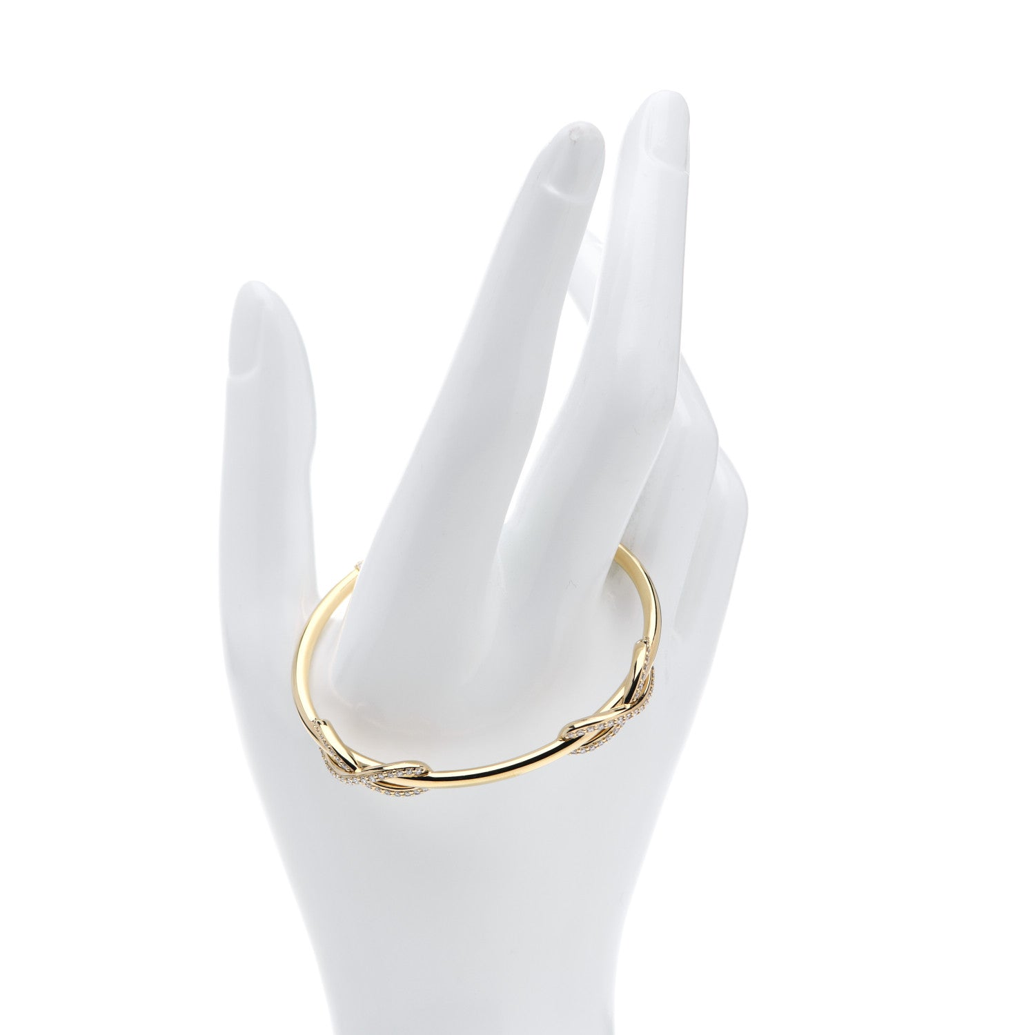 Tiffany 18K Yellow Gold Diamond Double Infinity Cuff Bracelet 2 of 5