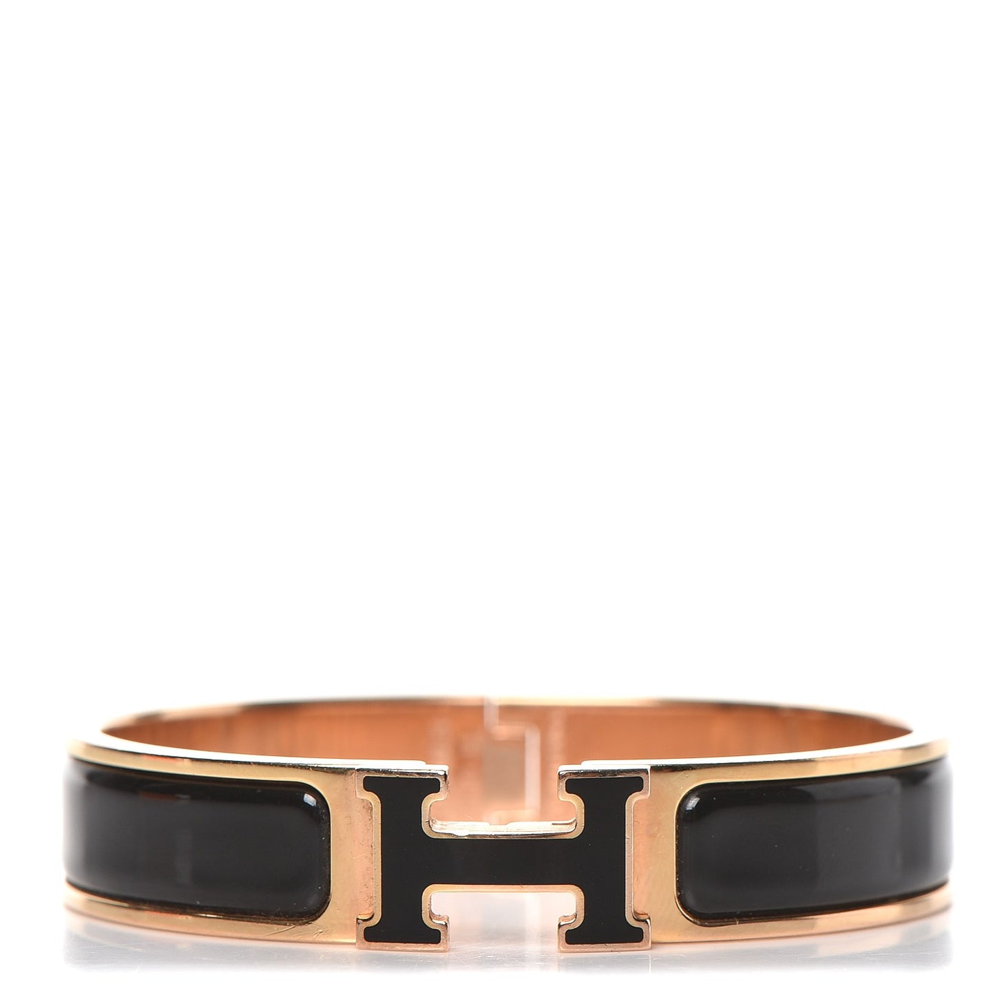 Enamel Narrow Clic Clac H Bracelet PM Black