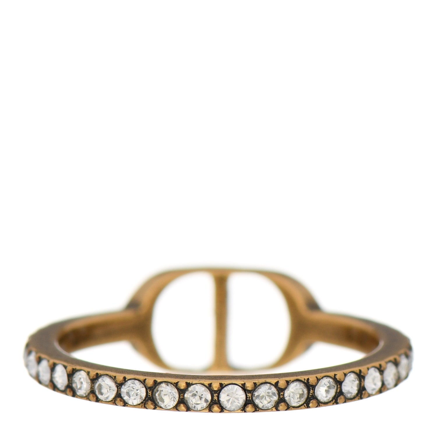 Christian Dior Metal Crystal CD Ring M Gold 3 of 4
