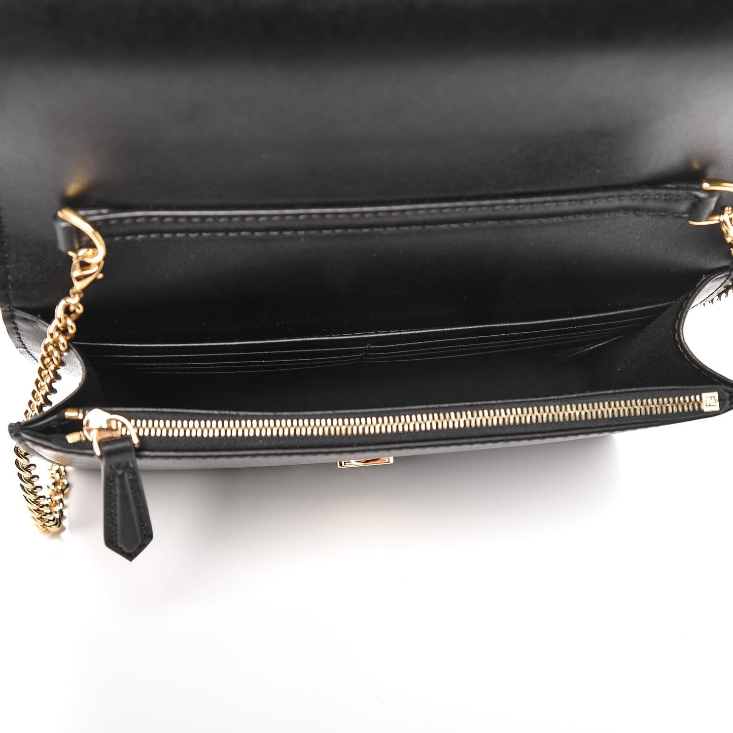 Vitello Liberty Lucido F is Fendi Medium Envelope Wallet on Chain Black