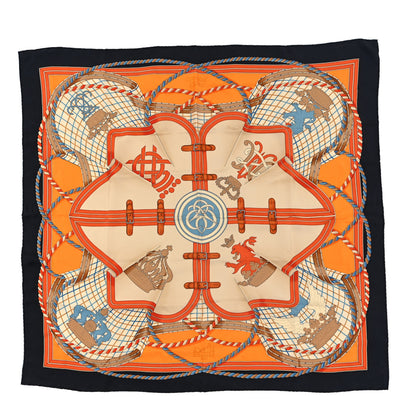 Hermes Silk Grande Tenue Scarf 90 Bleu Orange Beige 1 of 3