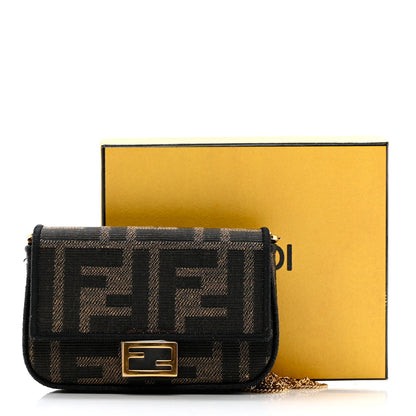 Fendi Fabric Jacquard FF 1974 Nano Baguette Charm Tobacco Moro Black 7 of 7