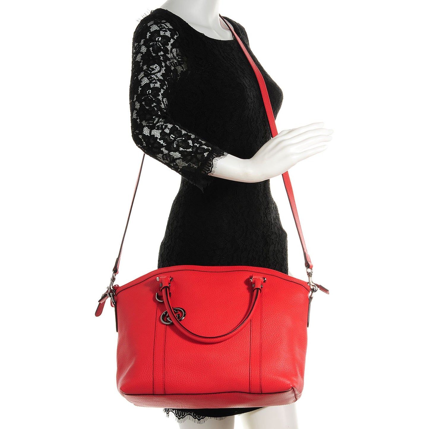 Dollar Calfskin Medium GG Charm Dome Satchel Sporting Red