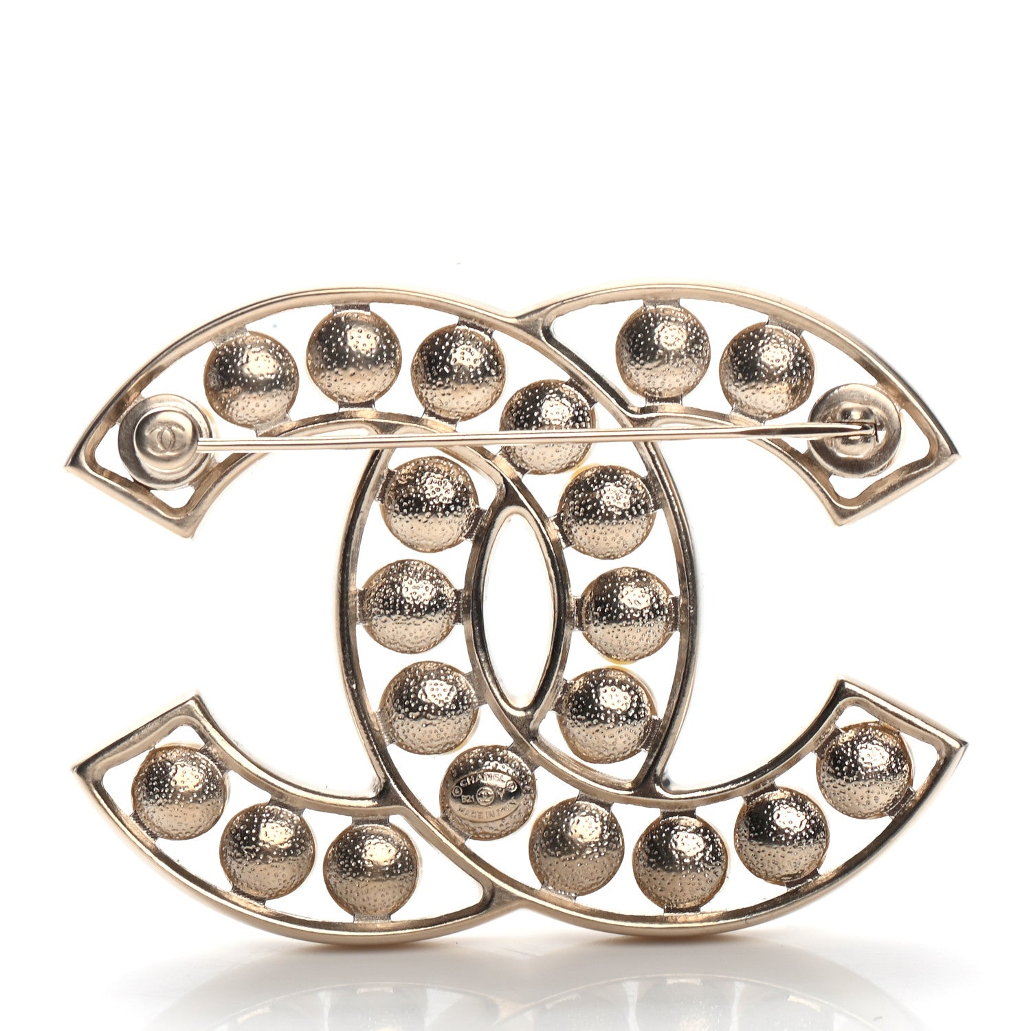Chanel Pearl CC Brooch Light Gold 3 of 4