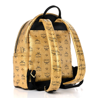 MCM Metallic Visetos Studded Small Dual Stark Backpack Gold 3 of 13