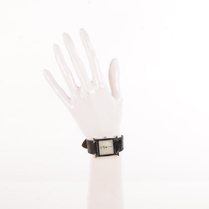 Hermes Stainless Steel Alligator Diamond Mother of Pearl 26mm Heure H Hour Quartz Watch Noir 2 of 11
