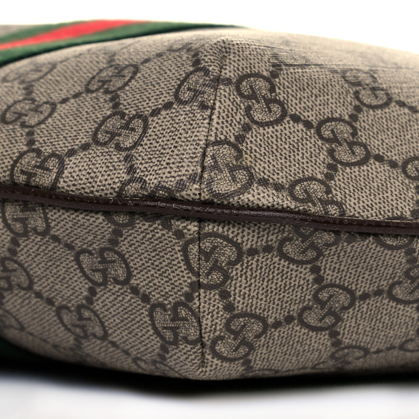 GG Supreme Monogram Web Small Ophidia Half Moon Hobo Brown