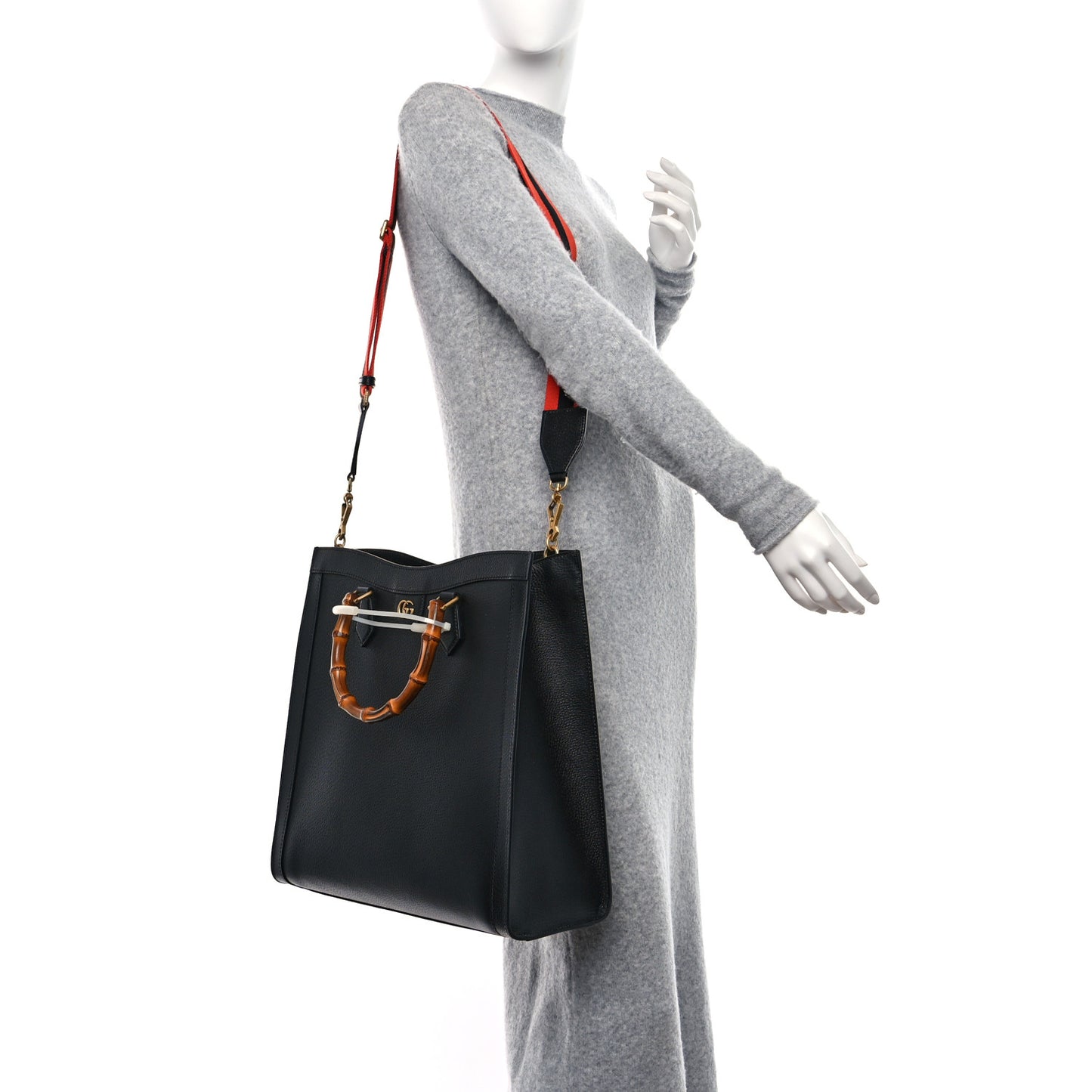 Wonka Grain Calfskin Large Diana Tote Bag Black