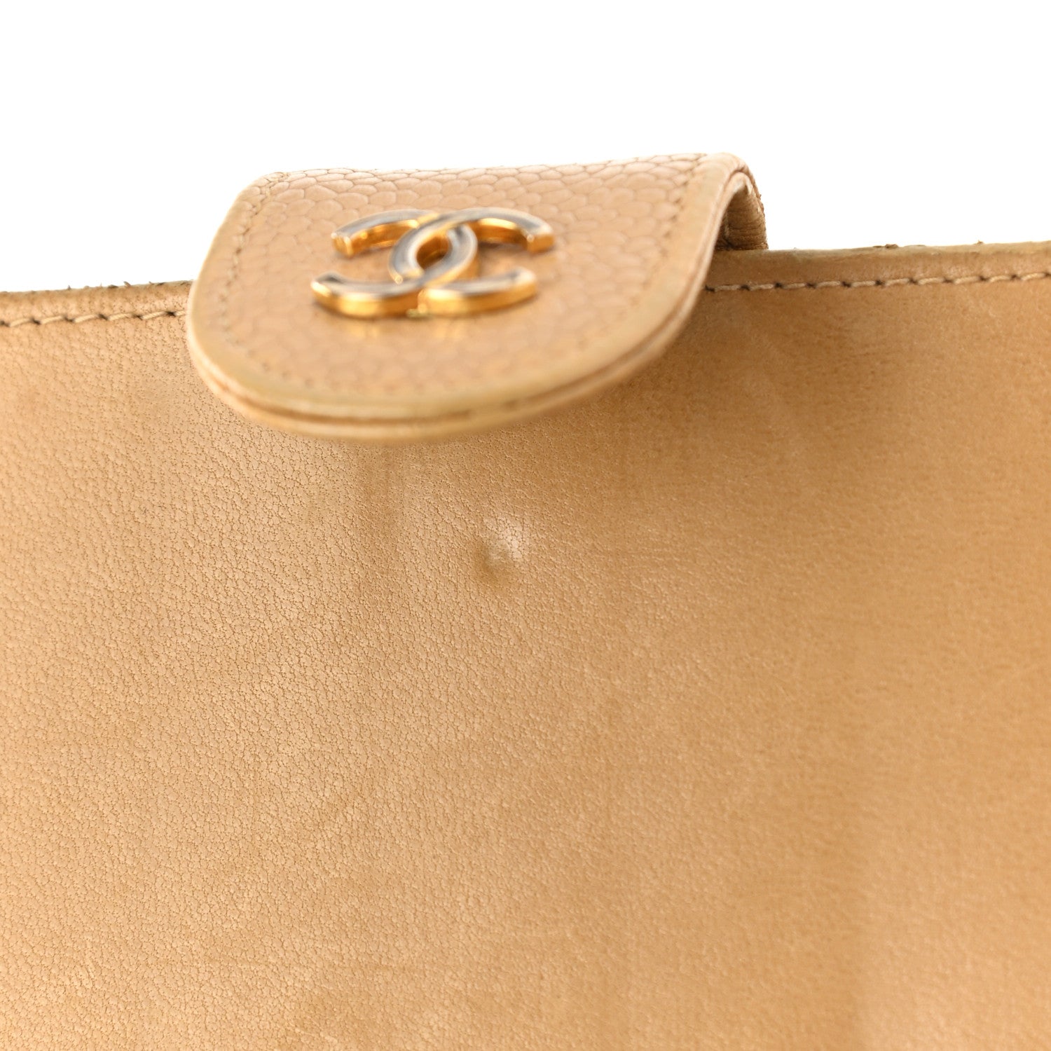 Chanel Caviar Diamond Stitched French Wallet Beige 10 of 15